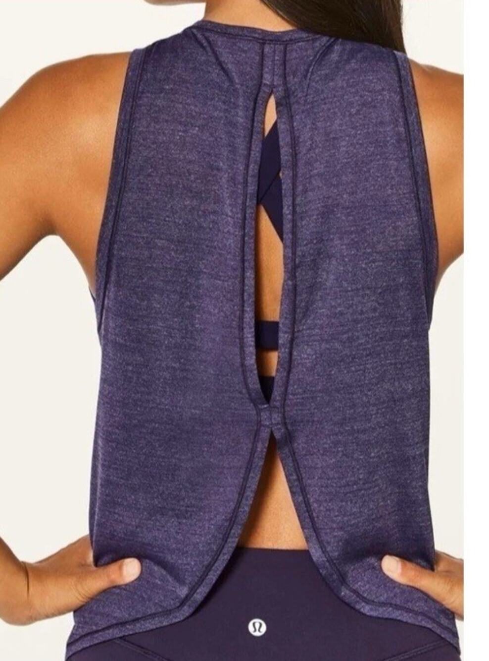 Women's Lululemon Twist & Reach Purple 2in1 Nulu Bra Layered Athletic Tank SZ 2